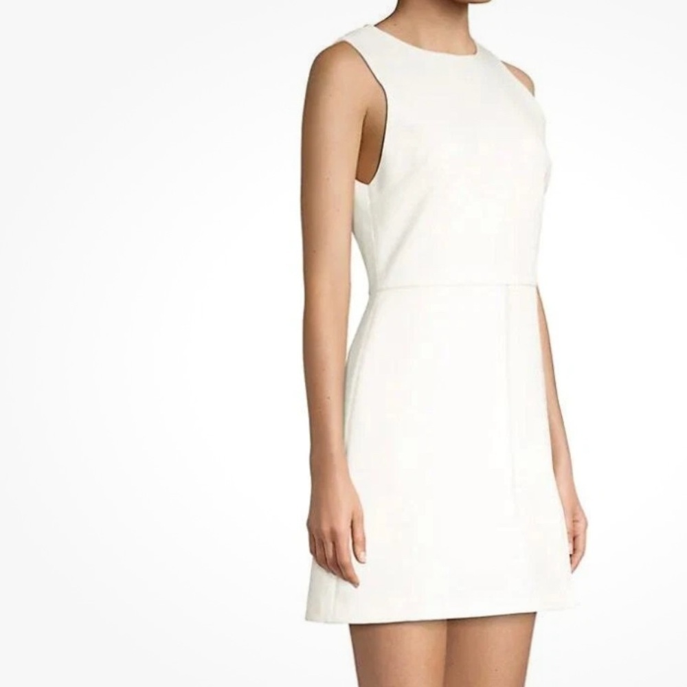 Alice + Olivia Women Julie Zip Detail A-Line Mini Dress White Size 6 Sleeveless